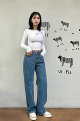 ミディアムブルークラシックデニムパンツ code 18308