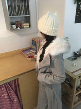 Fur zip-up set