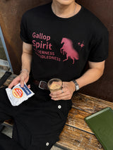 LMN フェザーホースクロップ半袖Tシャツ (3 colors)