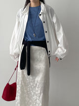 Jacquard Satin H-Line Long Skirt