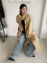 HIGH NECK MAXI TRENCH COAT (3C)
