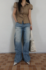WAVY STRIPE WIDE DENIM (BLUE, BLACK 2COLORS!)