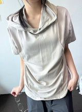 Even Halter Neck Hooded Button Loose Fit T-Shirt 4color