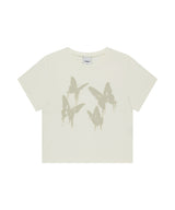 ピグメントバタフライゴスクロップTシャツ_アイボリー