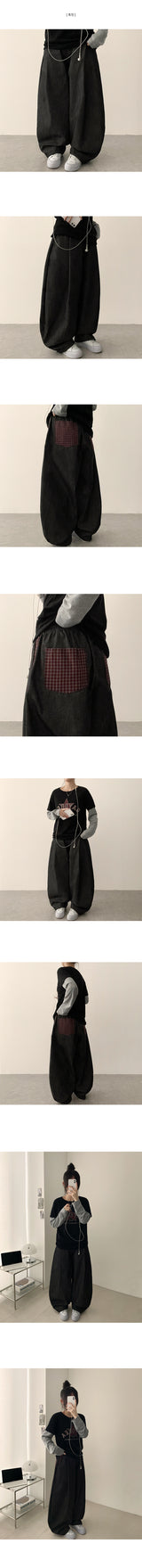 Wizz waistbanding check pocket balloon wide pants