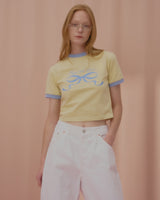 ラブリボンリンガーTシャツ-CREAM