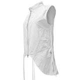 ROUND POCKET VEST . WHITE