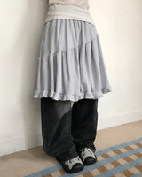 ハーン ジャカード ダイアゴナル シャーリング ミディ スカート