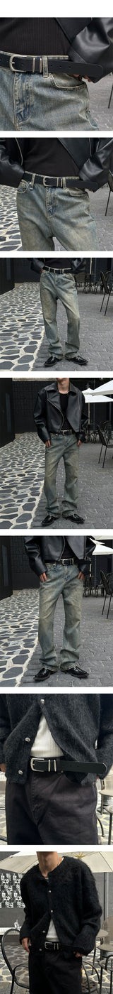 [PREMIUM] Double buckle leather belt