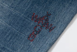ICE BLUE HOT-FIX RHINESTONE CRINKLE WHISKER BOOTCUT JEANS