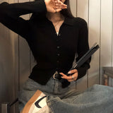 [BELLIDE MADE] Vivid, collar neck rib knit cardigan