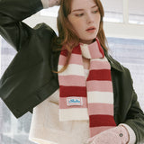 3 Stripe Knit Muffler (Cherry, Pink, Cream)