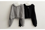Leppon Thick Two-Way Cropped Knitwear Hooded Zip-Up