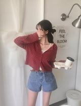 [MADE] ジブリ、ストライプクロップドカーディガン