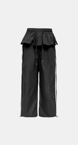 Girlish Frill Track Wide Pants