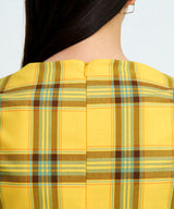 Twisted Check High-neck Top _ YELLOW