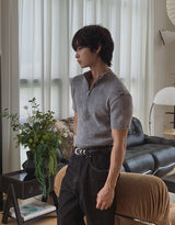 4D Garments Washed Half-Zip Knit