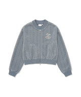 Women’s Cable Knit Zip-Up Jacket Ash Blue