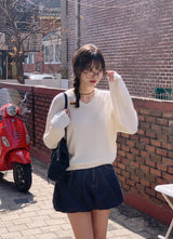 Again Basic Cotton Loose Fit V-neck Knit (5color)