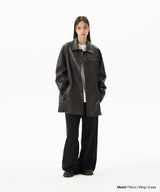 FAUX LEATHER CARCOAT