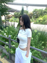 ツイストオフショルダー半袖Tシャツ (3 Colors)