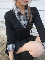 Chefon Button Tennis Wrap Mini Skirt