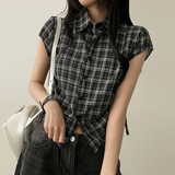 Motsu Check Side String Short Sleeve Shirt
