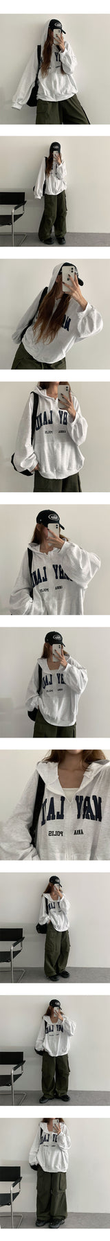Fissen Over Lettering Hooded Zip-Up