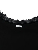 ストライプ フリル オフショルダー(BLACK)