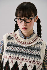 アーガイルレースベスト [Ivory]