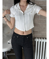 Chic stud half zip up(4color)
