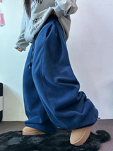 フリース🩷サイドピンタックロングワイドオーバーパンツ 💙🤎🩷🩶🖤5COLOR