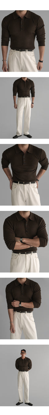 RIbbed Collar Knitwear [brown]