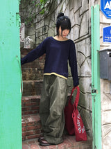 [unisex] ドミット パラシュート ストリング ワイドパンツ