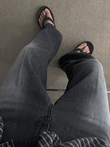 ASCLO Coolever Crease Semi Wide Denim Pants (3color)