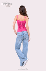 Hot pink wing sleeveless top