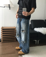 ワープ デストロイド デニム パンツ