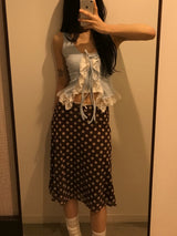 Cocoa Dot Vintage Midi Skirt