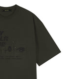 オーバーサイズ ヒップホップ ダンススタジオ ホーリーガールクラブ グラフィック 半袖Tシャツ_KHAKI