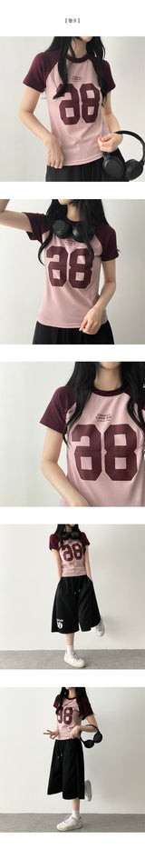 インフォカラーラグランナンバーショートスリーブTシャツ