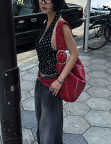 チリビッグバックルパンチングショルダーバッグ
