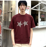 メンズコットンショートスリーブクロップTヴィンテージスター バーガンディ