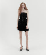 コルセットプリーツロースカート Black