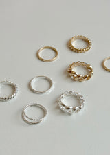 [4 set] bold chain ring set / 2 colors / daily simple mood silver ring