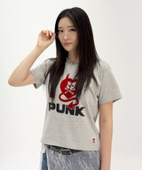 I PUNKデビルハートTシャツ - [グレー]