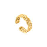 Wide Rope Detail 925 Silver + 14k gold plating Adjustable Size Ring R036-02G