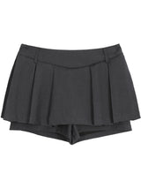 Charcoal Mini Pleats Pants Skirt