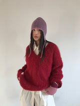 [MD Pick]Wool-Touch Brush V-Neck Knit (4 Colors)