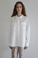 Seersucker check shirt, White