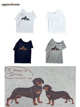 UI ドッグオフショルダーオーバーサイズフィットスリーブTシャツ